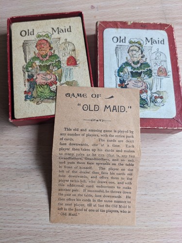 Antique old maid card - old,