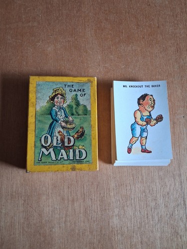 Vintage old maid card - old,