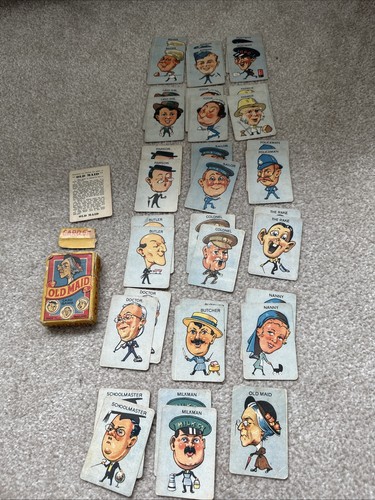 Vintage old maid card - maid,